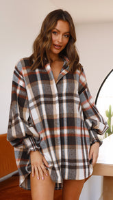 Mirandah Shirt Dress - Chocolate Check