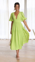 Erin Midi Dress - Lime