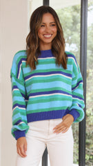Cherry Knit Jumper - Blue