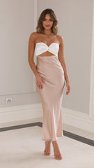 Matilda Maxi Dress - White/Champagne