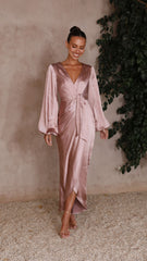 Naomi Long Sleeve Maxi Dress - Dusty Pink
