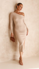 Mabel Knit Midi Dress - Nude