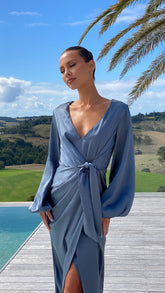 Naomi Long Sleeve Maxi Dress - Slate Blue
