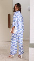Camilla Shirt and Pants Set - Blue/White