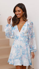 Ember Mini Dress - Blue Floral