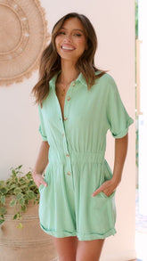 Luna Playsuit - Seafoam Green