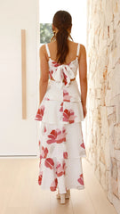 Odilia Maxi Dress - White/Pink Floral