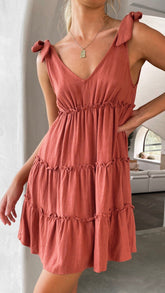 Odessia Mini Dress - Terracotta