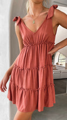 Odessia Mini Dress - Terracotta