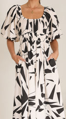 Mel Midi Dress - Beige/Black