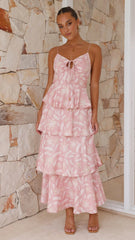 Jadey Maxi Dress - Peach Floral