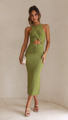 Mindy Midi Dress - Matcha