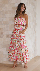 Angie Maxi Skirt - Fiery Rose