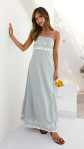 Jesse Maxi Dress - Sage / White Shell