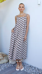 Katie Maxi Dress - Brown Sun