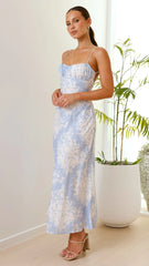 Margie Midi Dress - Blue / White Floral