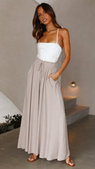 Avery Wide Leg Pants - Beige
