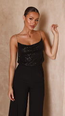 Cher Top - Black Sequins