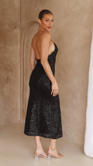 Cher Maxi Dress - Black Sequins