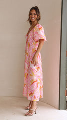 Louise Midi Dress - Pink
