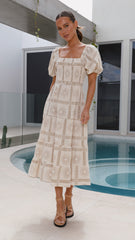 Erica Maxi Dress - White/Tan