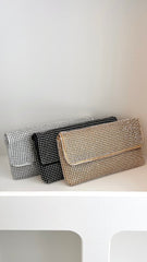 Malia Foldover Diamante Clutch - Gold