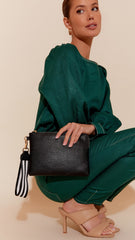 Becca Web Handle Pouch - Black/Stripe