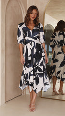 Dontella Midi Dress - Black/Champagne