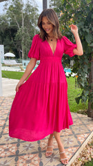Erin Midi Dress - Magenta