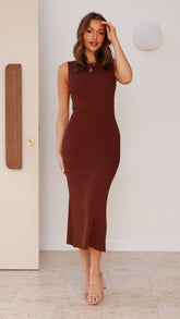 Delilah Knit Maxi Dress - Chocolate