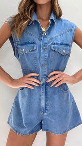 Odessia Playsuit - Denim