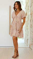 Edaline Mini Dress - Nude Floral