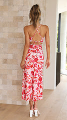 Finnah Midi Dress - Pink/Red Floral