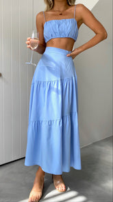 Saraya Top and Skirt Set - Blue