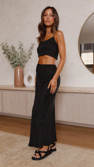 Whitney Maxi Skirt - Black Cupro