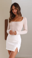 Carmen Knit Long Sleeve Top - Oatmeal