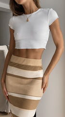 Alina Midi Skirt - Stripe Print