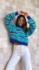 Cherry Knit Jumper - Blue