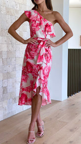 Calie Midi Dress - Pink Floral