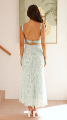 Margo Midi Dress - Green Flower