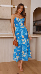 Margie Midi Dress - Blue Print