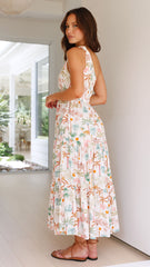 Burla Midi Dress - Pink Palms