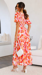 Abbie Maxi Dress - Orange Floral