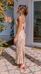 Maxeen Midi Dress - Orange Floral