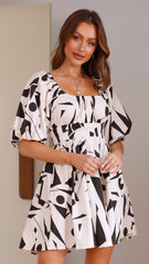 Mel Mini Dress - Beige/Black