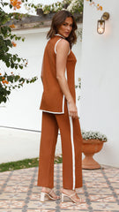 Newport Top - Cinnamon/White