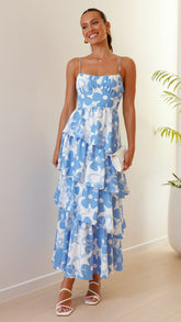 Karma Maxi Dress - Blue/White
