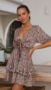 Alayia Mini Dress - Black Floral