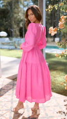 Erin Long Sleeve Midi Dress - Pink
