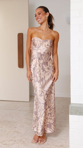 Kahoni Maxi Dress - Beige Floral